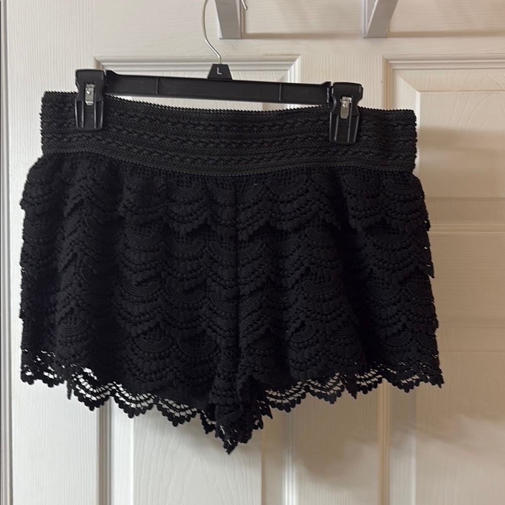 Jolt Black High Waist Lace Shorts
